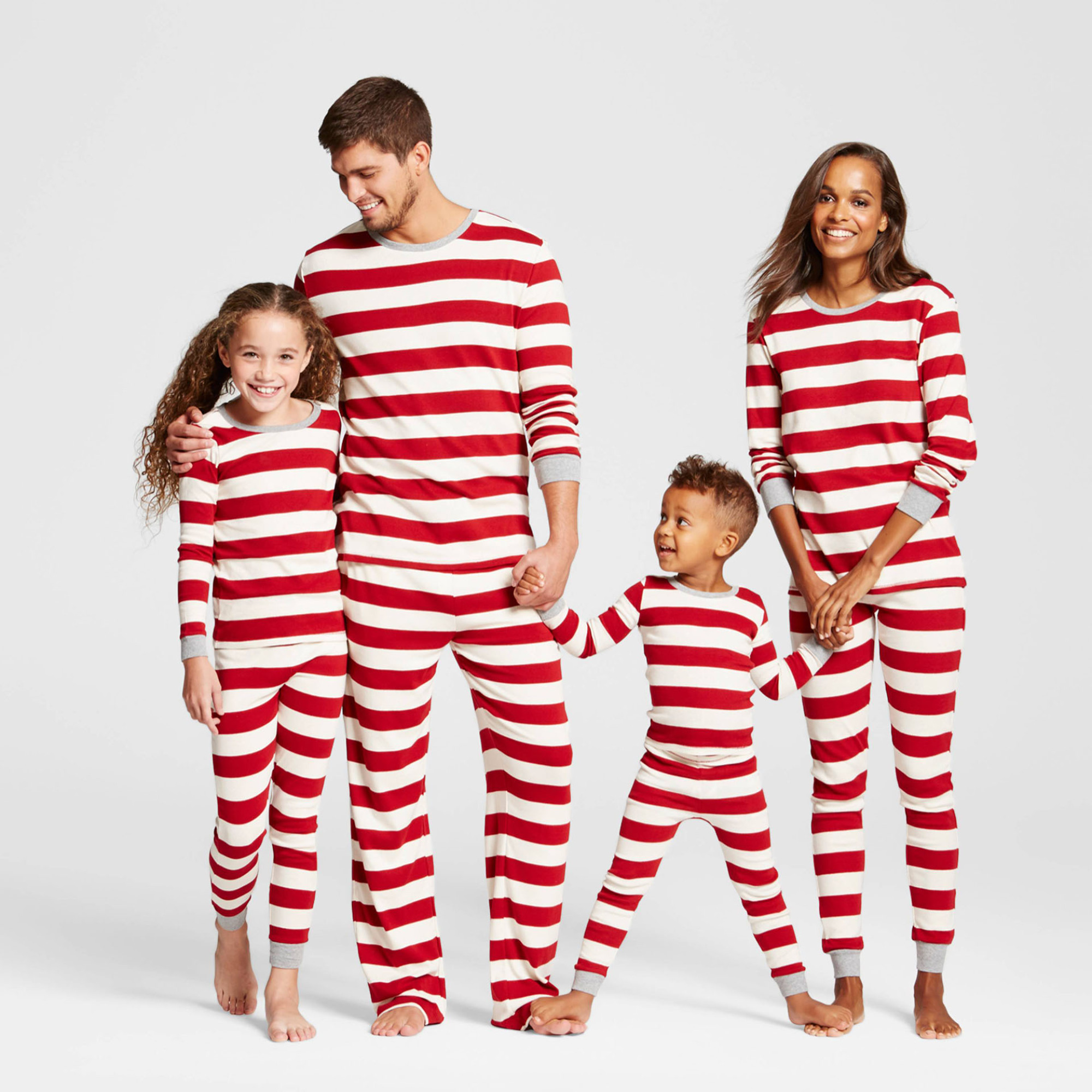 Family Matching Sleepwear Red Stripes Top & Pants Pajamas Sets